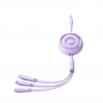 3 viename Joyroom Spalvingas USB į USB-C / Lightning / Micro USB laidas 3.5 A, 1 m (violetinė)