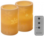 Kalėdinė dekoracija "2 žvakutės", 2 x 3Vdc (2x2 x AA), 2 x 1 LED, gintarinė balta, su laikmačiu, valdikliu ir pulteliu, EMOS