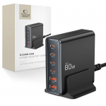 Tech-protect DC80W-GAN 6-PORT PD80W/QC3.0 įkrovimo stotis - Juodas