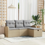 Lauko baldų komplektas Sodo Sofų Rinkinys su pagalve 4 pcs Smėlio poliratanas