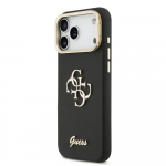Guess PU Grained 4G Logo Stand Camera Frame dėklas skirtas Apple iPhone 17 Pro Max juodos spalvos