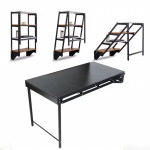 Susilankstomas valgomasis stalas su sienine montaža - Juodasis rie&scaron;utas