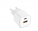 Telforceone Setty wall charger USB-A + USB-C 20W LSGaN-AC-200 baltas