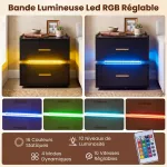 Costway 2 vnt. naktiniai staliukai su LED ir įkrovikliu juodi