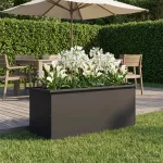 Sodo vazonas su LED Juoda 40 x 100 x 40 cm Plienas