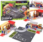 Jokomisiada Petrol Station Playset with Shop, Road, Parking Area and 2 Toy Cars ZA6282
