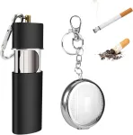 Zhenghebuy ki&scaron;eninė peleninė, 2 vnt., ne&scaron;iojama peleninė į krep&scaron;į, mini peleninė pagaminta i&scaron; nerūdijančio plieno su raktų pakabuku ir cigarečių laikikliu kelionėms, stovyklavimui, lauke (sidabrinė)