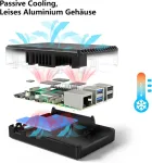 Miuzei Metalinis dėklas Raspberry Pi 5 su pasyviu au&scaron;inimu