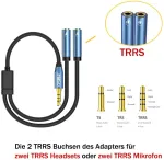 Millso 3.5 mm ausinių adapterio skirstytuvas - 4 kontaktų 3.5 mm lizdo Y kabelis (1 į 2 lizdus) garso mikrofono skirstytuvas mobiliajam telefonui, ne&scaron;iojamam kompiuteriui, XBOX One, Ps4, Pc ir Mp3 grotuvui