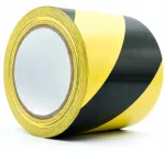 Įspėjamoji lipni juosta grindims geltonai-juoda 100mm x 33m gr170um