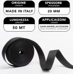 Ipea Tvirtas Nailono Diržas Kuprinėms ir Krep&scaron;iams - 10m, 20mm, Juodas