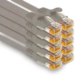&Scaron;akotuvas 1attack.de - 10 X 2.0m Cat7 Ethernet kabelis 10 Gb/s Lan tinklo jungiklis pilkas