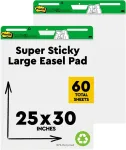 3M Post-it Mc559rp Super Sticky Meeting Chart 30% perdirbtas popierius (2 blokai po 30 lapų, 63.5 x 76.2 cm) baltas