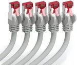 Deleycon 5 x 0,25 m Cat6 Patch kabelis S/ftp Pimf ekranavimas Cat-6 Rj45 tinklo kabelis Ethernet kabelis Lan Dsl jungiklis mar&scaron;rutizatorius modemas prieigos ta&scaron;kas Patch Panels &ndash; pilkas
