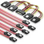 Deleycon Sata kabelių rinkinys 4x Sata Iii kabelis su tiesia jungtimi + maitinimo adapterio kabelis - Ssd Hdd kietasis diskas