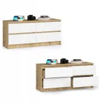 Akord komoda K120 su 4 stalčiais, artisan ąžuolas/balta
