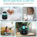 Justup Skėtinis Drėkintuvas, Besisukantis Skėtinis Drėkintuvas, 7 Spalvų Led Aromaterapinis Difuzorius, 300 ml Talpos Eterinių Aliejų Drėkintuvas su Nuotoliniu Valdymu (juodas)