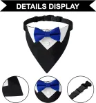 Hacraho formalus &scaron;uns smokingo bandana, 1 vnt., reguliuojama, mėlyna, vestuvinė apykaklė su peteli&scaron;ke ir kaklarai&scaron;čiu, smokingo bandana su apykakle vidutiniams dideliems &scaron;unims, didelė