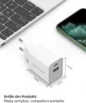 Usb c įkroviklis, 2 prievadų greitasis įkroviklis, skirtas iphone 16/16 pro/16 pro max/16 plus/15/14, galaxy, pixel 4/3, ipad (be kabelio)