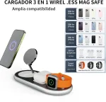 Jeswo magnetinis belaidis įkroviklis, 3 viename belaidis įkroviklis su 18w adapteriu, įkrovimo stotelė mobiliesiems telefonams/i&scaron;maniesiems laikrodžiams/ausinėms, palaikantiems belaidį įkrovimą