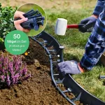 Lanksti plastikinė vejos apvada 12 m, auk&scaron;tis 55 mm &ndash; kra&scaron;to apvadas su 50 įžeminimo inkarų &ndash; vejos apvadas pagamintas i&scaron; perdirbto plastiko &ndash; labai gerai tinka darbui su vejos apvadais, minimalus tarnavimo laikas 25 metai