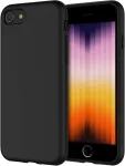 Jetech silikoninis dėklas, skirtas iphone se 2022/2020 (3-iosios/2-osios kartos), 4,7 colio, viso korpuso apsauga, mink&scaron;tas telefono dėklas, atsparus smūgiams, su mikropluo&scaron;to pamu&scaron;alu (juodas)