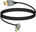 Riieyoca 8k mini hdmi į hdmi adapterio kabelis, 90 laipsnių kampu auk&scaron;tyn mini hdmi ki&scaron;tukas į hdmi ki&scaron;tuką 8k@60hz 4k@120hz 48gbps didelės spartos hdmi 2.1 jungties kabelis (1m)
