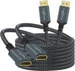 Twozoh hdmi prailginimo laidas 2m, 2 vnt., 4k hdmi prailginimas, nuo ki&scaron;tuko iki lizdo pintas nailoninis hdmi 2.0 kabelio adapteris palaiko 4k@60hz 3d hdr