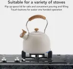 Indukcinis virdulys, 2.5 l virdulys su &scaron;vilpuku, nerūdijančio plieno arbatinukas su medžio imitacijos rankena, virdulys su &scaron;vilpuku indukcinei kaitlentei, dujinei kaitlentei, keraminei orkaitei