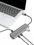 Logilink Ua0415 itin plonas Usb 3.2 Gen2 &scaron;akotuvas, 2 x Usb-a, 8 x Usb-c, su Pd (power Delivery), 100 W, pilka