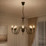 Pakabinamas &scaron;viestuvas Reguliuojamas sietynas E14 Metalas Sendinta juoda &Oslash; 78 x 101 cm