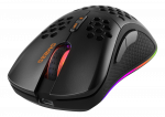 Belaidė itin lengva žaidimų pelė DELTACO GAMING DM220, 70g svorio, RGB, SPCP6651, 400-6400 DPI, 1000 Hz, juoda / GAM-120