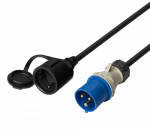 Įžemintas adapterio laidas DELTACO IP44, 230 V 16 A, 1 m, juodas / DEL-124