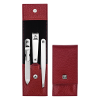 ZWILLING CLASSIC INOX Rinkinys kelioninis &ndash; raudona sk&oacute;rzane etui, 3 elementy
