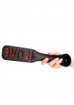 Ouch By Shots Ouch! Paddle LOVE Reversible Embossed Leather Impact Tool Juodas