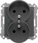 Kontakt-Simon Kontakt-Simon 55 TGZ2MCZ.01/116 ki&scaron;tukinis lizdas, dvigubas, įžemintas, su langinėmis, modulis 16 A, 250V~, greitos jungtys, grafito matinis