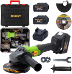 Akumuliatorinis kampinis &scaron;lifuoklis ProCraft PGA20, 20 V, 2x4 Ah, 125 mm