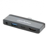 &Scaron;akotuvas Manhattan 190404 prijungimo stotis Laidinė USB 3.2 Gen 2 (3.1 Gen 2) Type-C pilka
