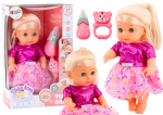 Lean Toys Lėlė Rožine Suknele su buteliuku ir Bar&scaron;kučiu