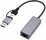 Adapteris Gembird USB 3.1 + Type-C Gigabit Network Adapteris Kosminė pilka