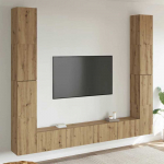 TV staliukas 6 dalių sieninis televizoriaus spintelės komplektas Artisan Oak