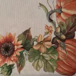 Eurofirany Gobeleno stalo tiesė, 140x180 cm, moliūgų ir saulėgrąžų ra&scaron;tas, natūrali oranžinė, rudens dekoras, stalo užtiesalas, &scaron;ventinė staltiesė