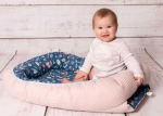 Baby Matex Kūdikio lizdelis, Prestige kokonas 55x80, turkio spalvos, tamsiai rožinis, mi&scaron;ko gyvūnai, dvipusis vystyklinis, ne&scaron;iojama kūdikio lovelė, saugi miego vieta, kūdikio gultukas