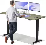 Elektrinis Reguliuojamo: Auk&scaron;čio stalas Desktronic HomePro Juodas/Žalias, 200x80cm, Dvigubas motoras, USB ir USB-C įkrovimo lizdai
