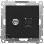 Kontakt Simon GN.ANTE."F"+RJ45 K.6 MATINĖ JUODA SIMON55