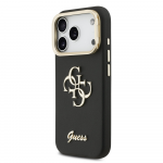 Guess PU Grained 4G Logo Stand Camera Frame dėklas skirtas Apple iPhone 17 Pro juodos spalvos