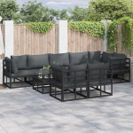 Sodo Sofų Rinkinys su pagalve 9 pcs Juoda Aliuminis
