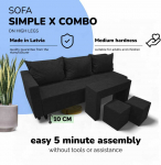 Meb & Podrez Dvivietis i&scaron;skleidžiamas sofa su staliuku ir pufais Simple X Combo,, Podrez,, grafito