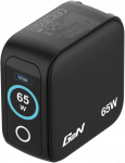 Verbatim, Mini kroviklis GaN su wyświetlaczem TFT 2 x USB-C / 1 x USB-A, juoda, 65W, Wymienne wtyczki EU, UK, USA