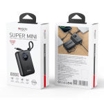 Yesido Powerbank YP64 10 000 mAh 22.5W LED, USB-A+C + kabelis USB-C+iP, JUODA